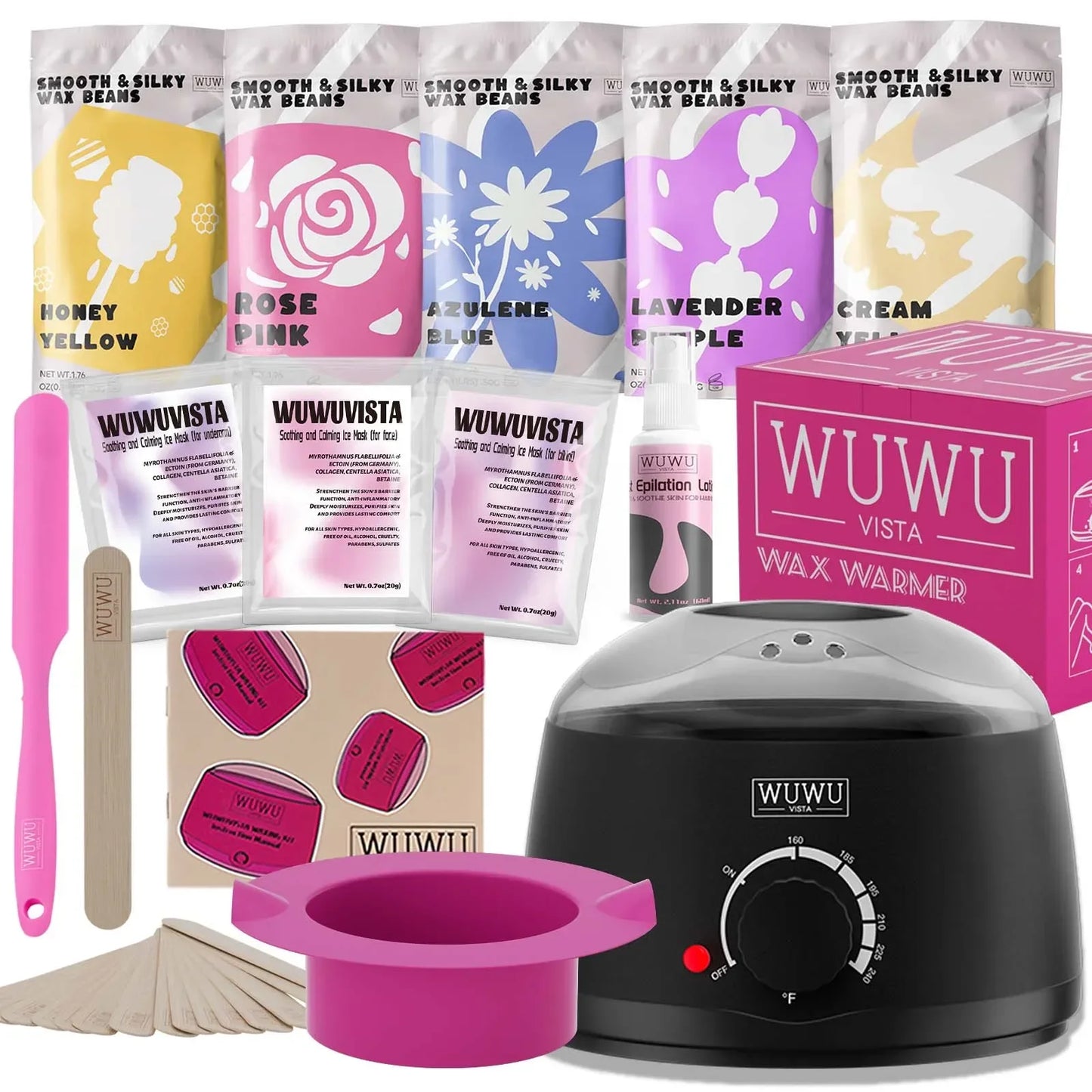 Waxing Kit 23 items, Christmas Gift Hard Wax Hair Removal with Wax Heater&Beans for Body/Face/Brazilian/Sensitive Skin