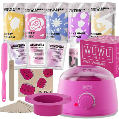 Waxing Kit 23 items, Christmas Gift Hard Wax Hair Removal with Wax Heater&Beans for Body/Face/Brazilian/Sensitive Skin